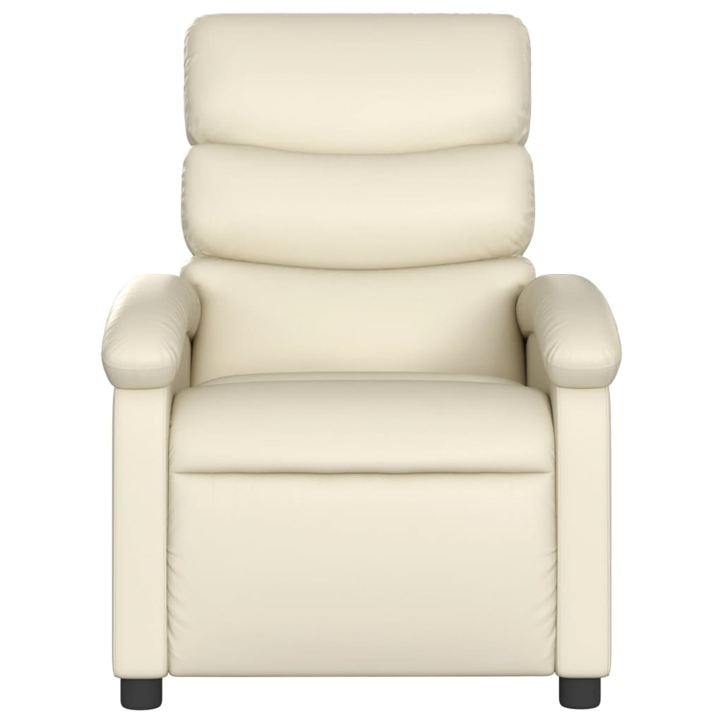 Electric Recliner Chair Cream Faux Leather