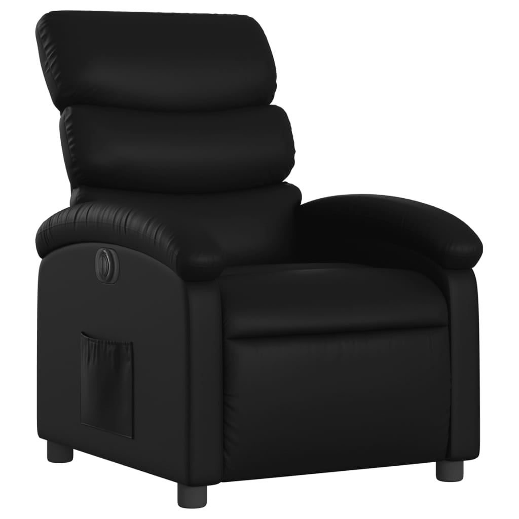 Electric Recliner Chair Black Faux Leather