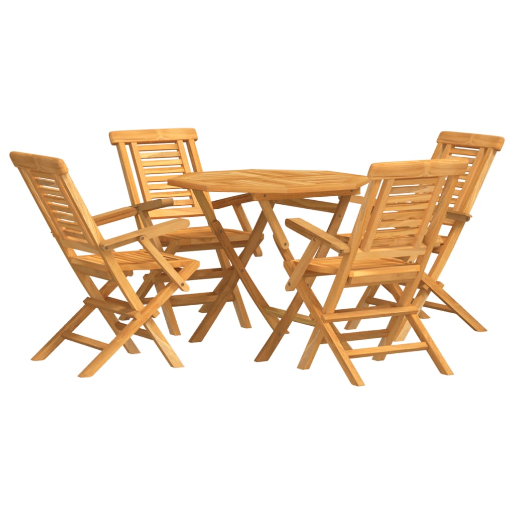 5 Piece Patio Dining Set Solid Wood Teak