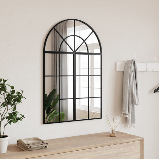 Wall Mirror Black 23.6"x11.8" Arch Iron