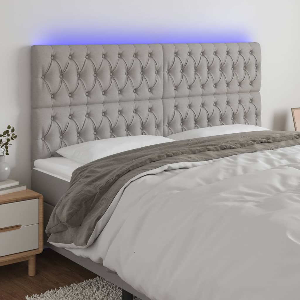 LED Headboard Dark Gray 39.4"x2.8"x30.7"/34.6" Fabric