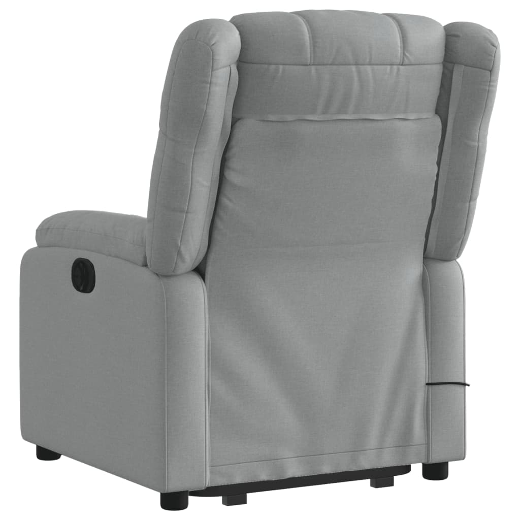 Electric Stand up Massage Recliner Chair Light Gray Fabric