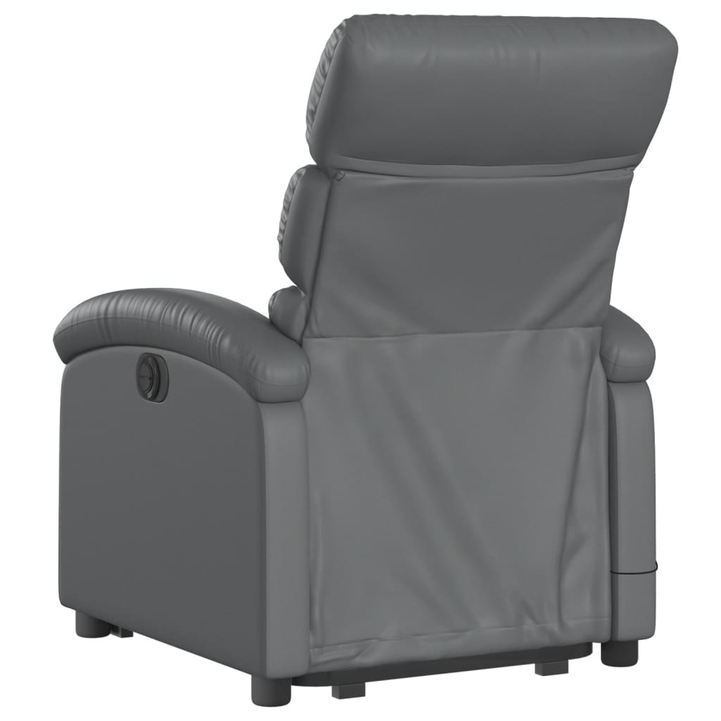 Electric Stand up Massage Recliner Chair Gray Faux Leather