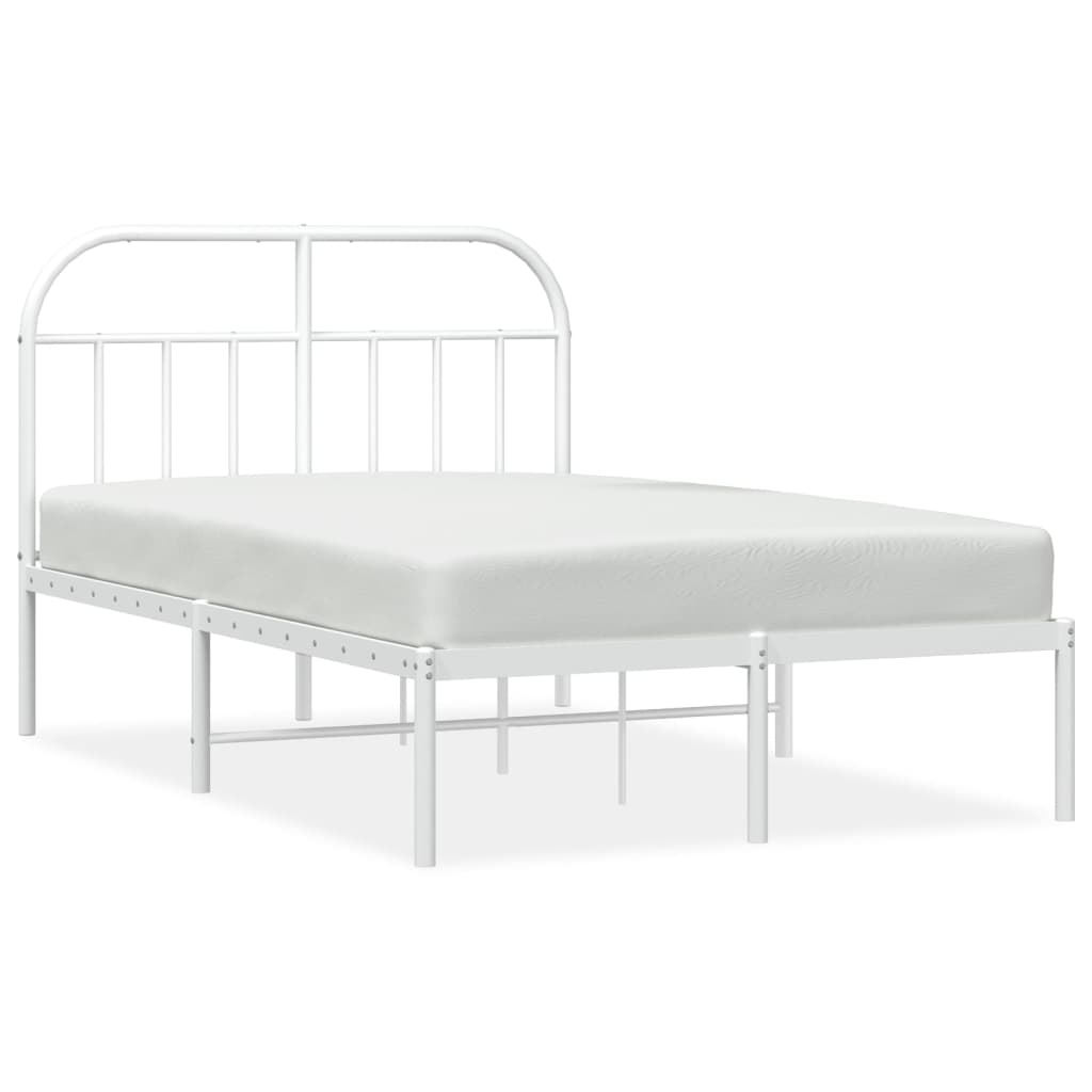 Metal Bed Frame without Mattress with Headboard White 53.1"x74.8"