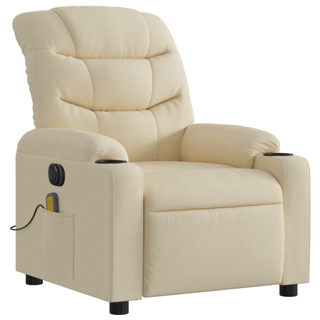 Electric Massage Recliner Chair Cream Fabric