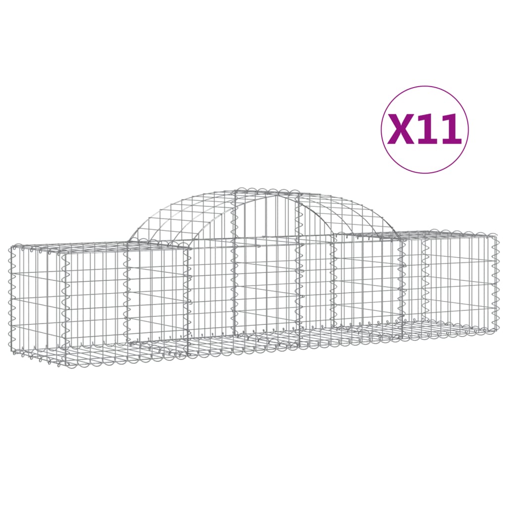 Arched Gabion Baskets 11 pcs 78.7"x19.7"x15.7"/23.6" Galvanized Iron