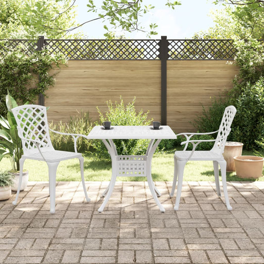 3 Piece Bistro Set White Cast Aluminum