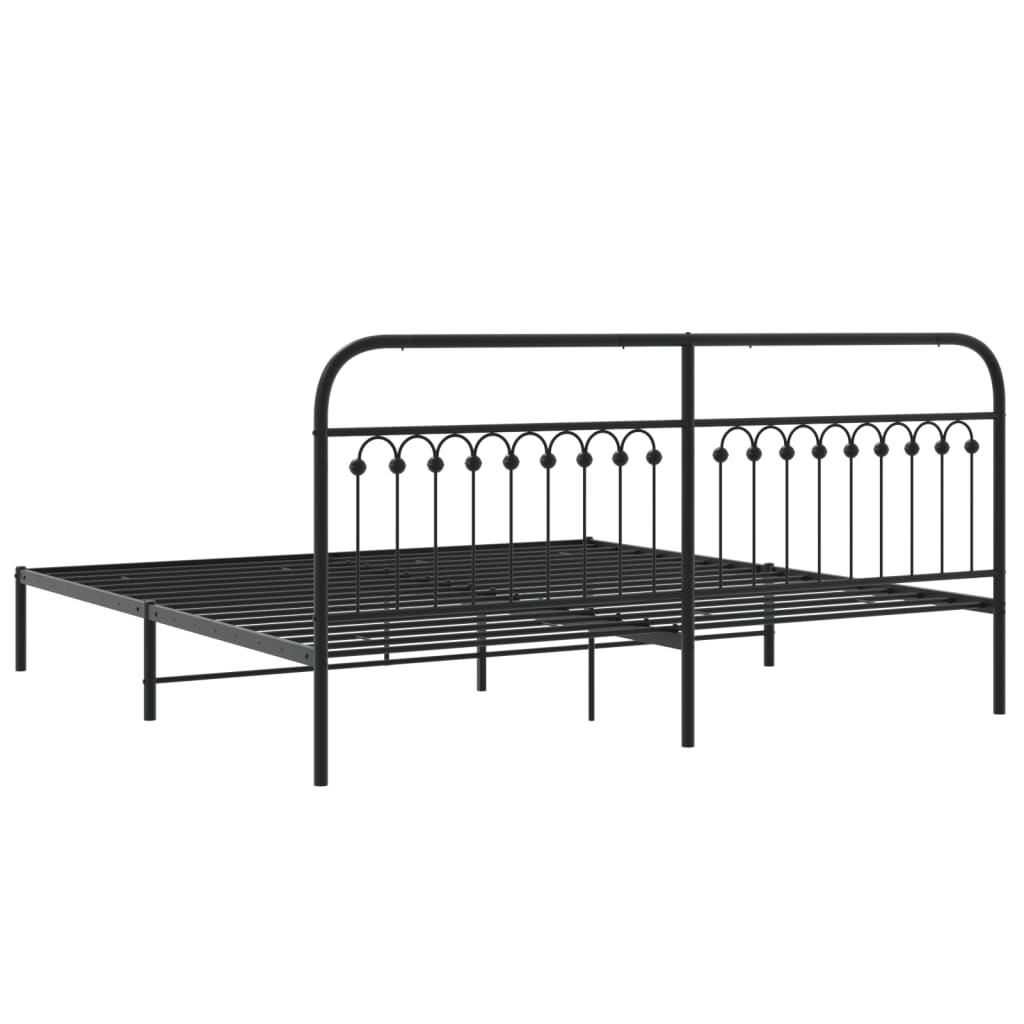 Metal Bed Frame without Mattress with Headboard Black 76"x79.9"