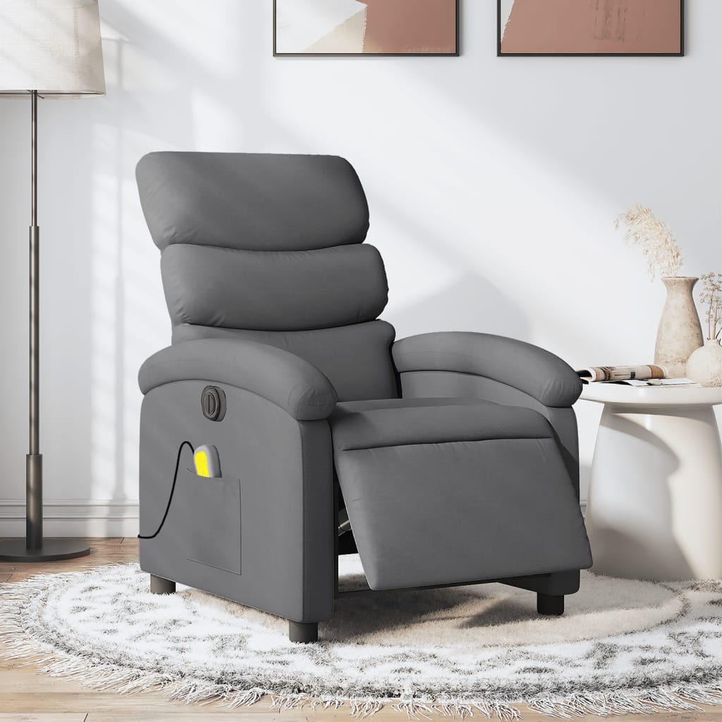 Electric Massage Recliner Chair Dark Gray Fabric