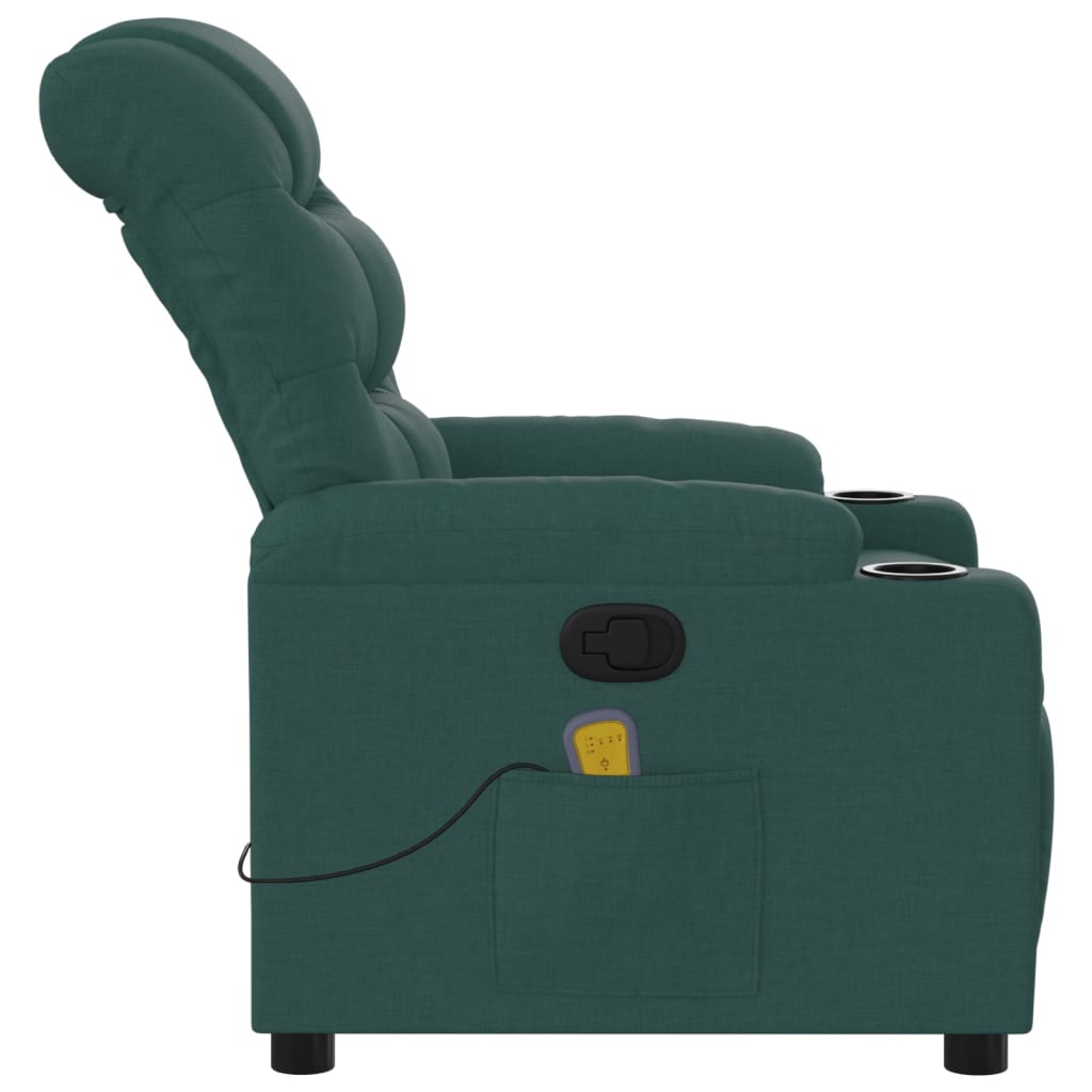 Massage Recliner Chair Dark Green Fabric