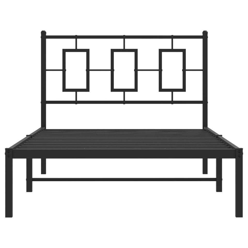 Metal Bed Frame without Mattress with Headboard Black 39.4"x78.7"