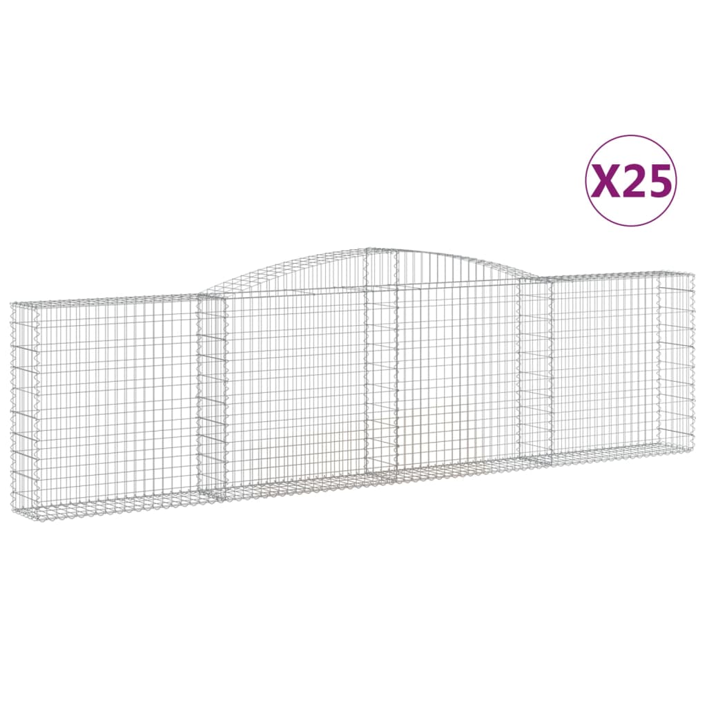 Arched Gabion Baskets 25 pcs 157.5"x11.8"x39.4"/47.2" Galvanized Iron