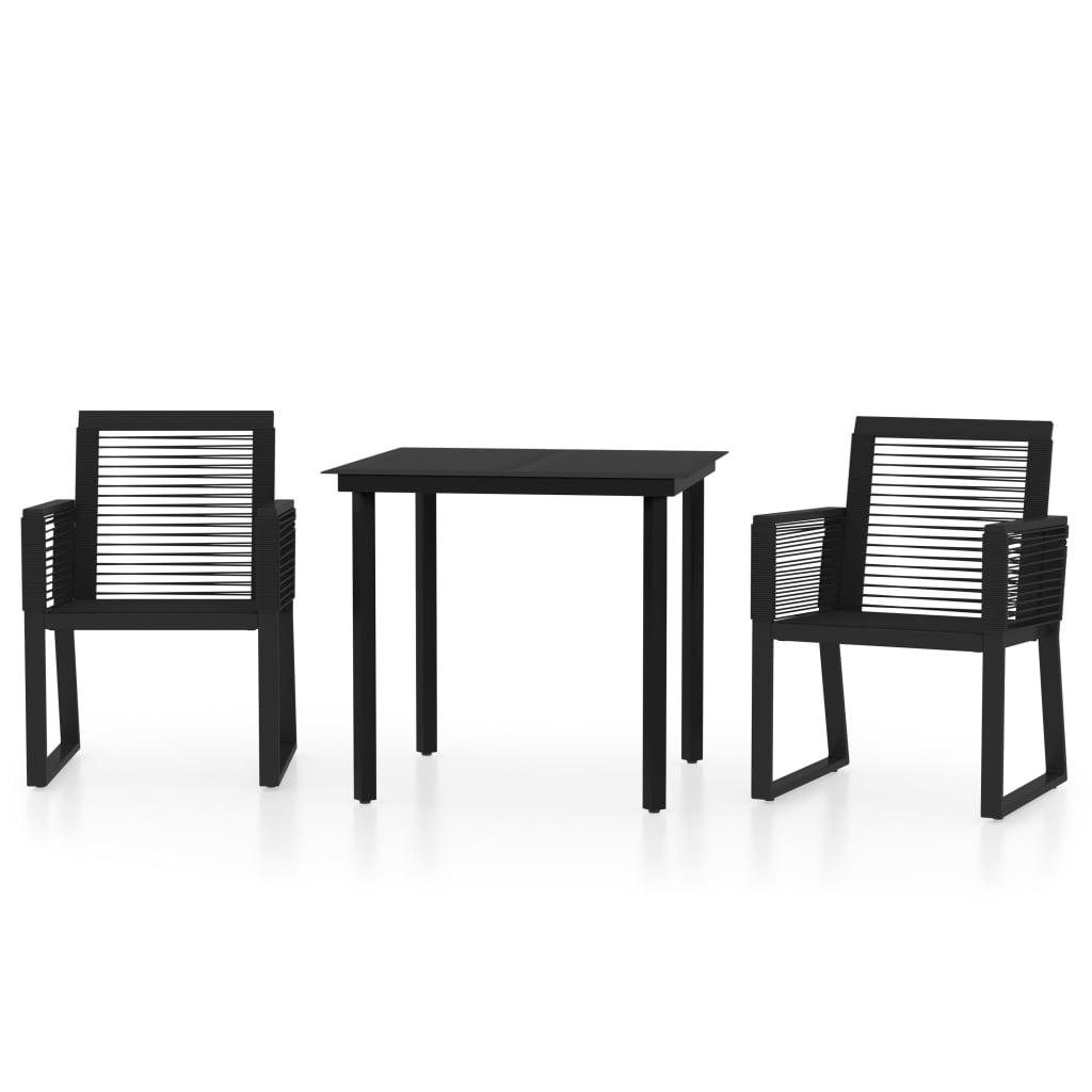 3 Piece Patio Dining Set Black