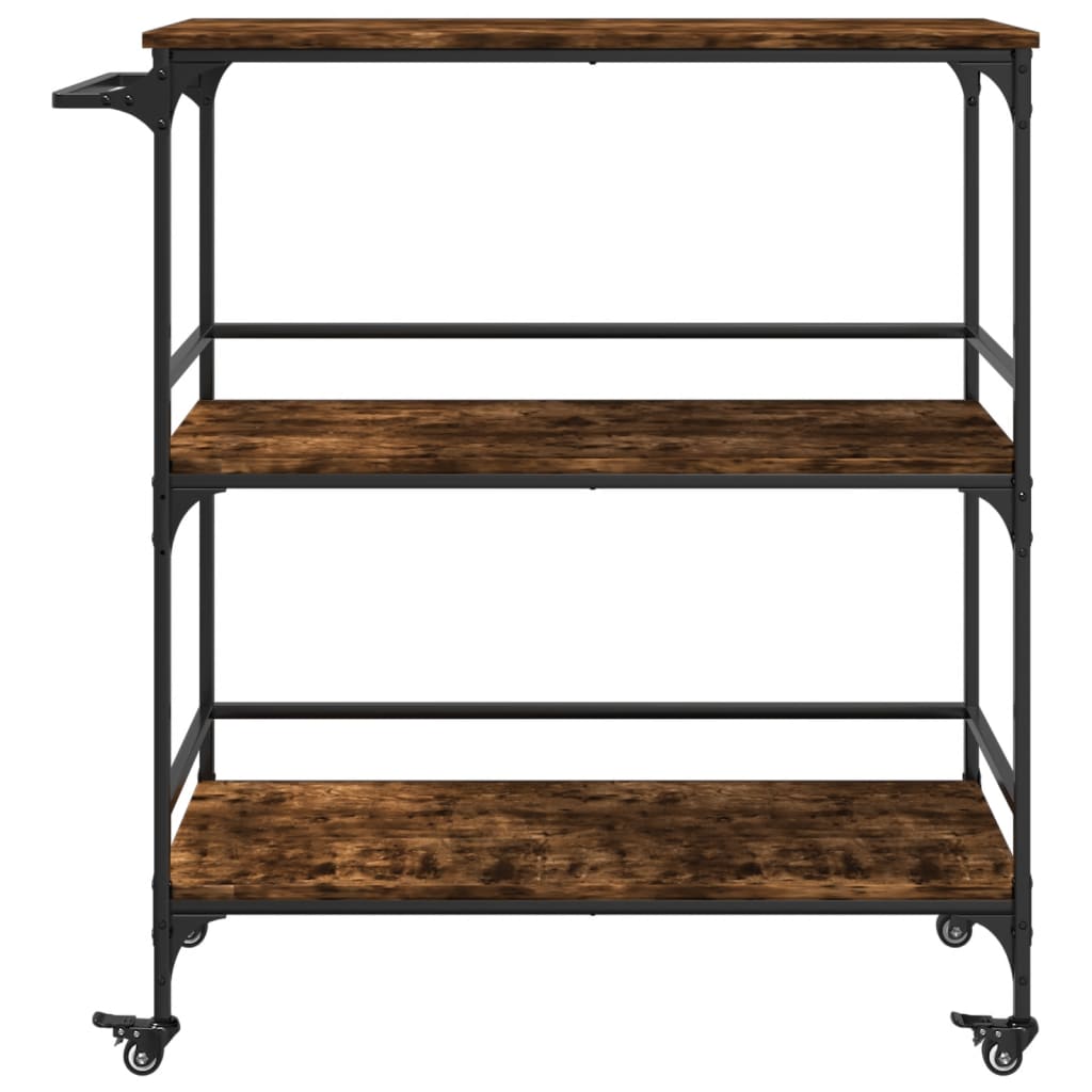 Kitchen Trolley Smoked Oak 39.6"x19.7"x41.3" Engineered Wood