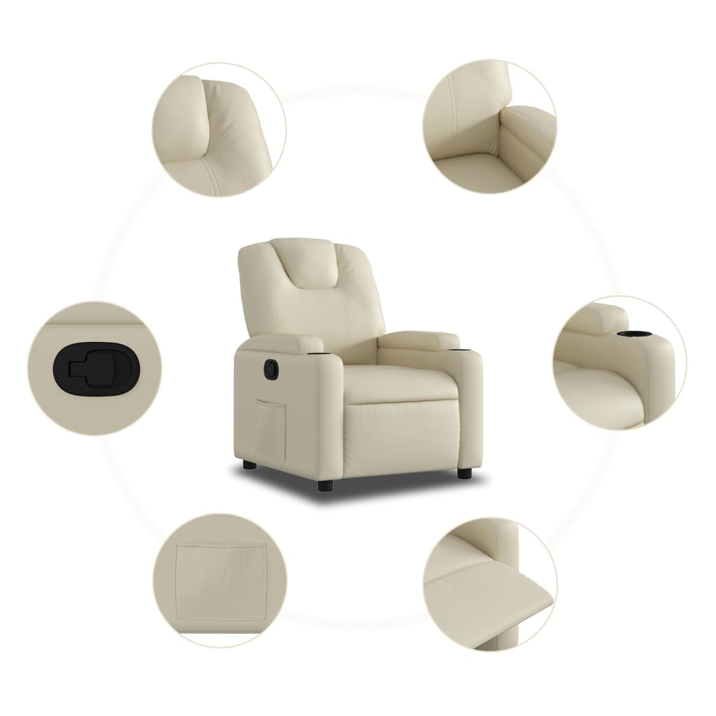 Recliner Chair Cream Faux Leather