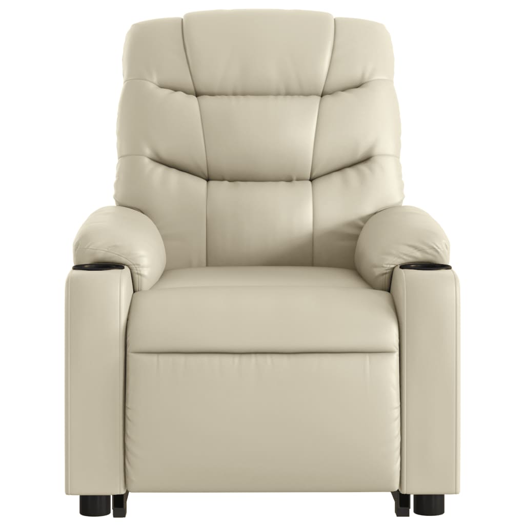 Electric Stand up Massage Recliner Chair Cream Faux Leather