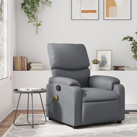 Massage Recliner Chair Gray Faux Leather