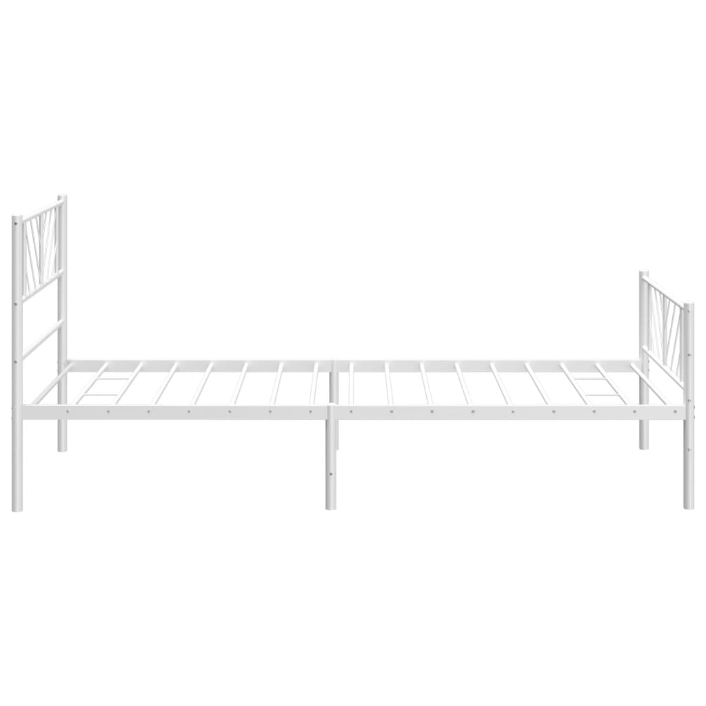 Metal Bed Frame without Mattress with Footboard White 39.4"x74.8"