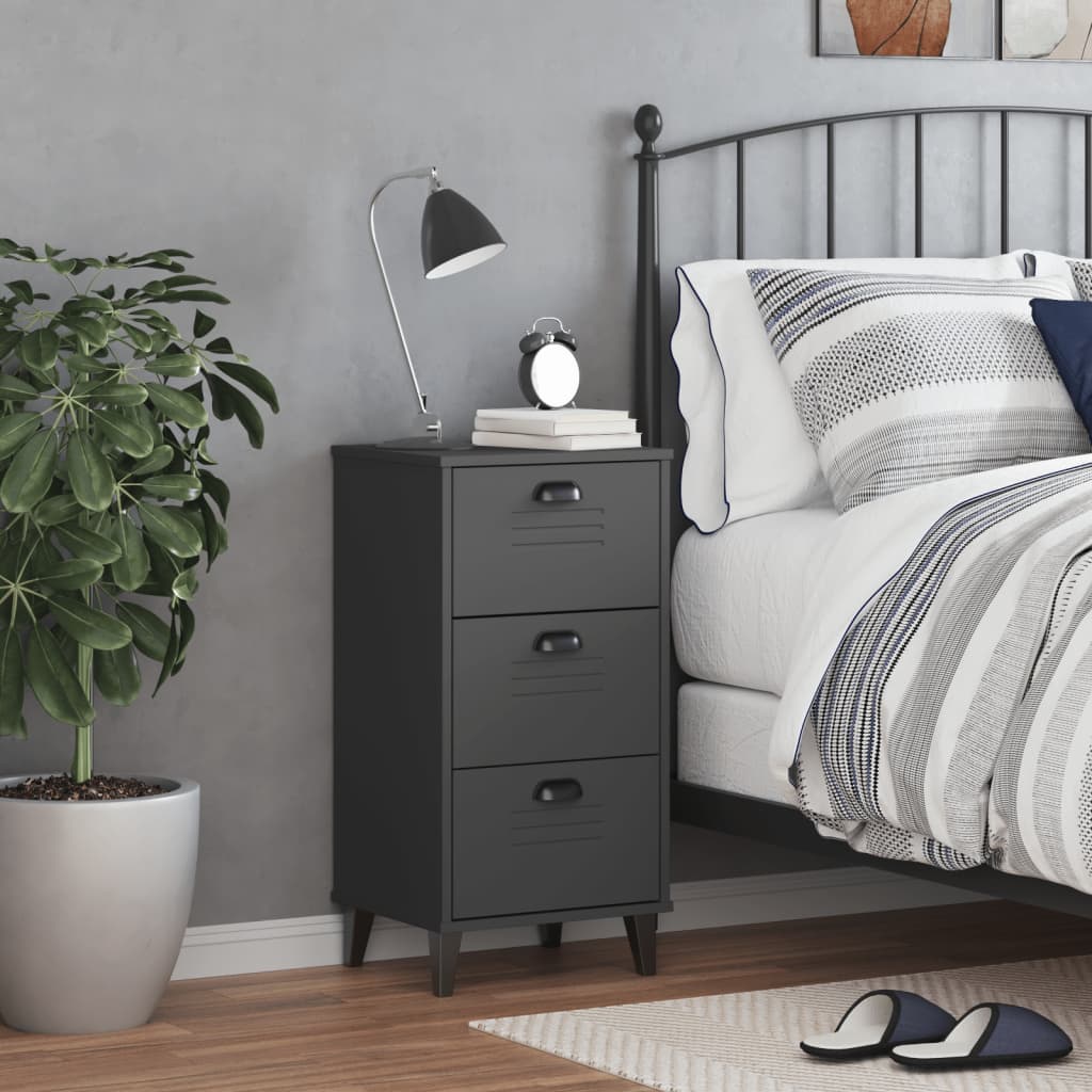 Bedside Cabinet VIKEN Anthracite Gray Engineered Wood