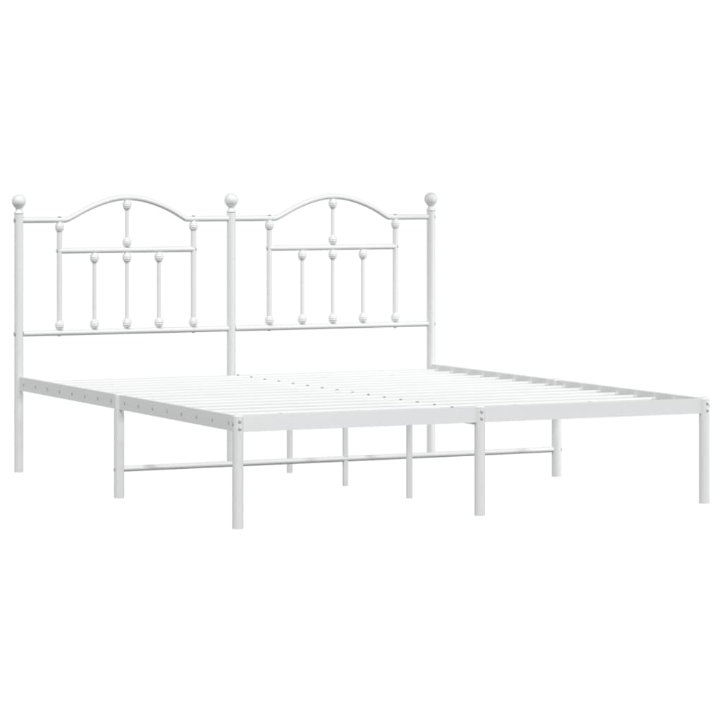 Metal Bed Frame without Mattress with Headboard White 72"x83.9"