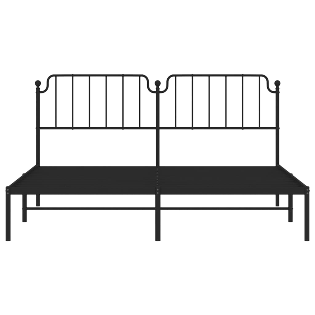 Metal Bed Frame without Mattress with Headboard Black 72"x83.9"