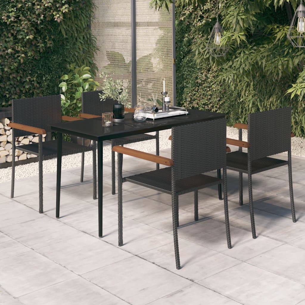 5 Piece Patio Dining Set Black