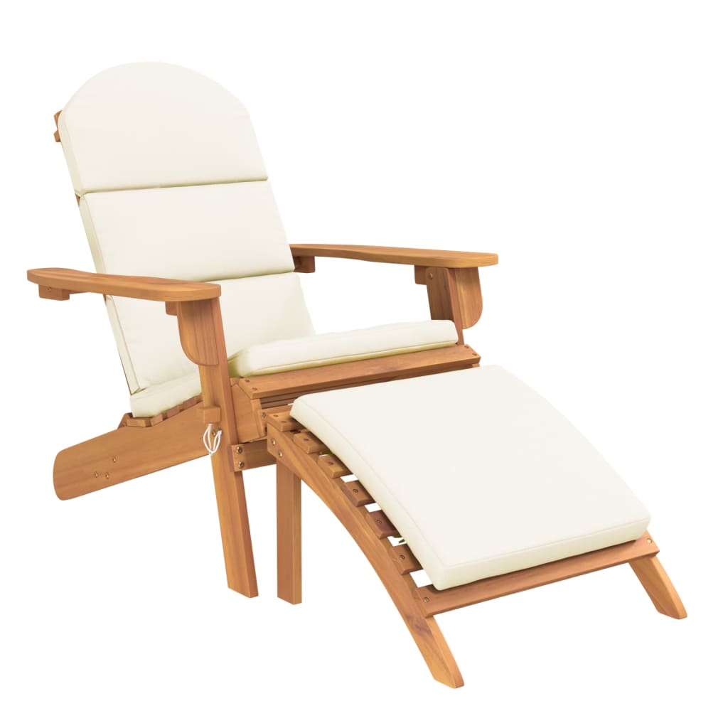 Adirondack Patio Chair with Footrest Solid Wood Acacia