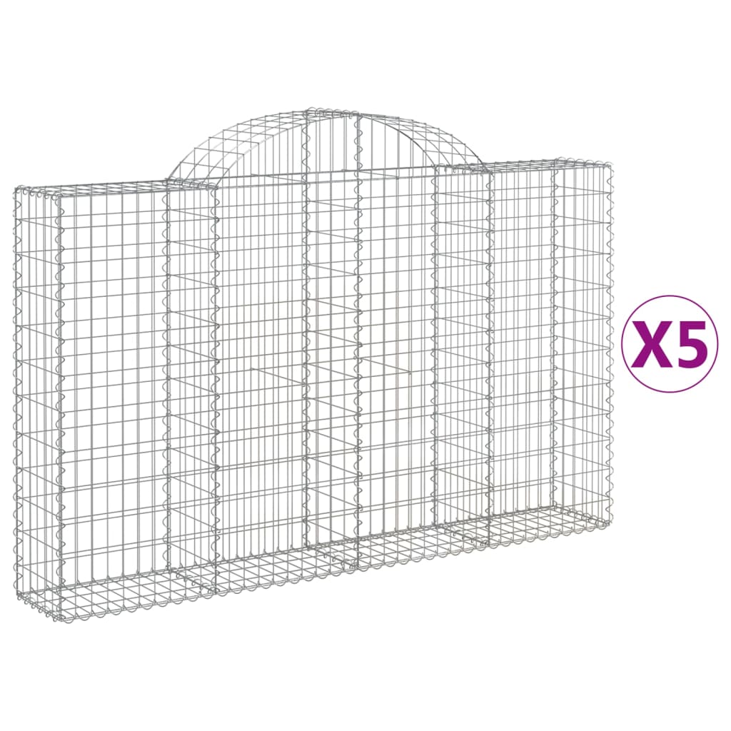 Arched Gabion Baskets 5 pcs 78.7"x11.8"x47.2"/55.1" Galvanized Iron