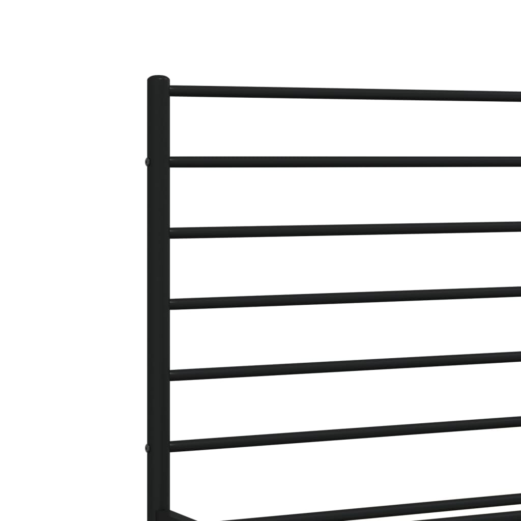 Metal Bed Frame without Mattress with Footboard Black 76"x79.9"