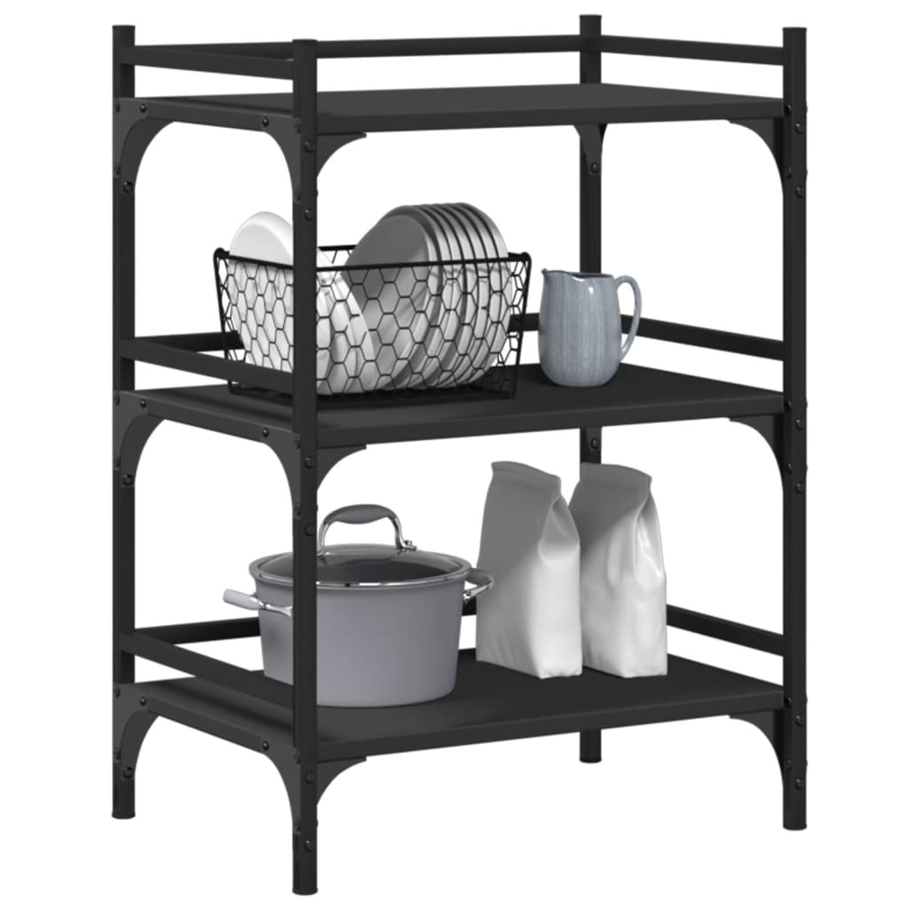 Kitchen Trolley Black 19.7"x13.8"x29.7" Engineered Wood