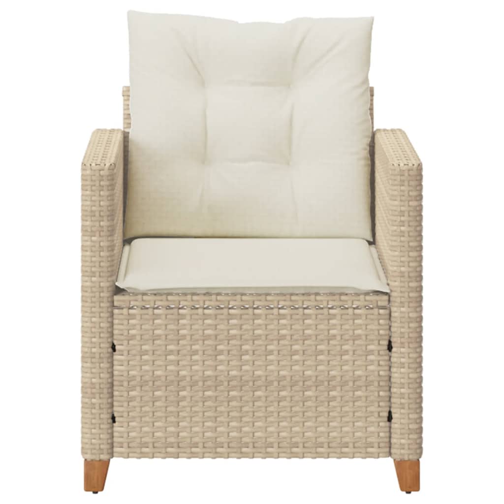 Patio Chair with Cushions Beige Poly Rattan