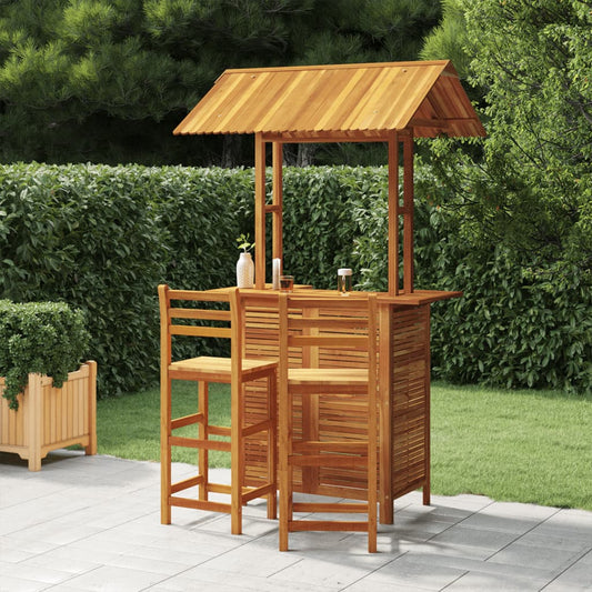 3 Piece Patio Bar Set Solid Wood Acacia