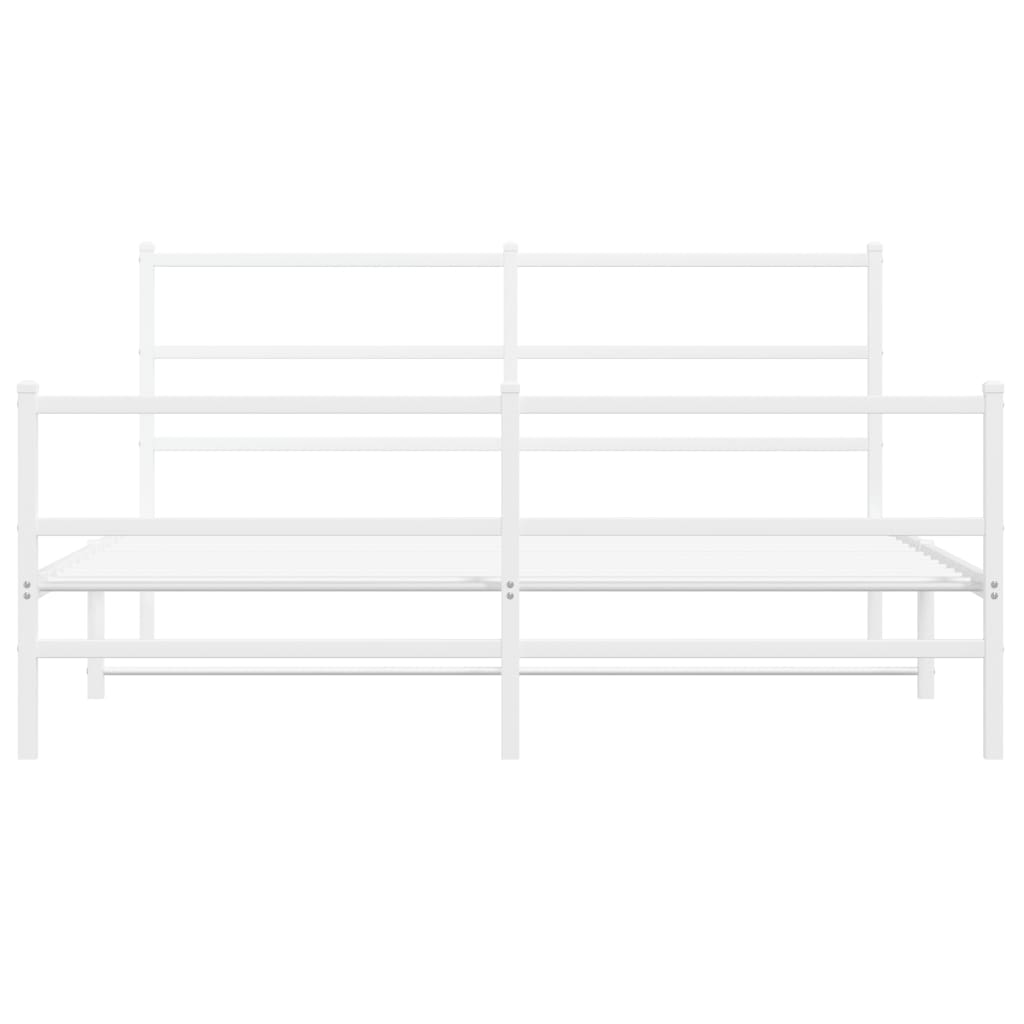 Metal Bed Frame without Mattress with Footboard��White 59.1"x78.7"