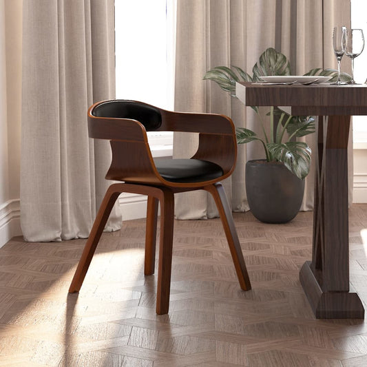 Dining Chair Black Bentwood and Faux Leather