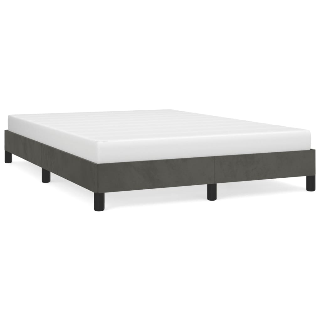 Bed Frame without Mattress Dark Gray 53.9"x74.8" Full Velvet