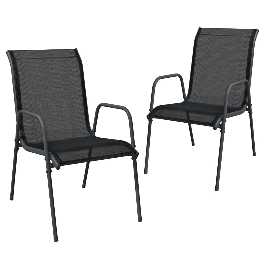 Patio Chairs 2 pcs Steel and Textilene Black