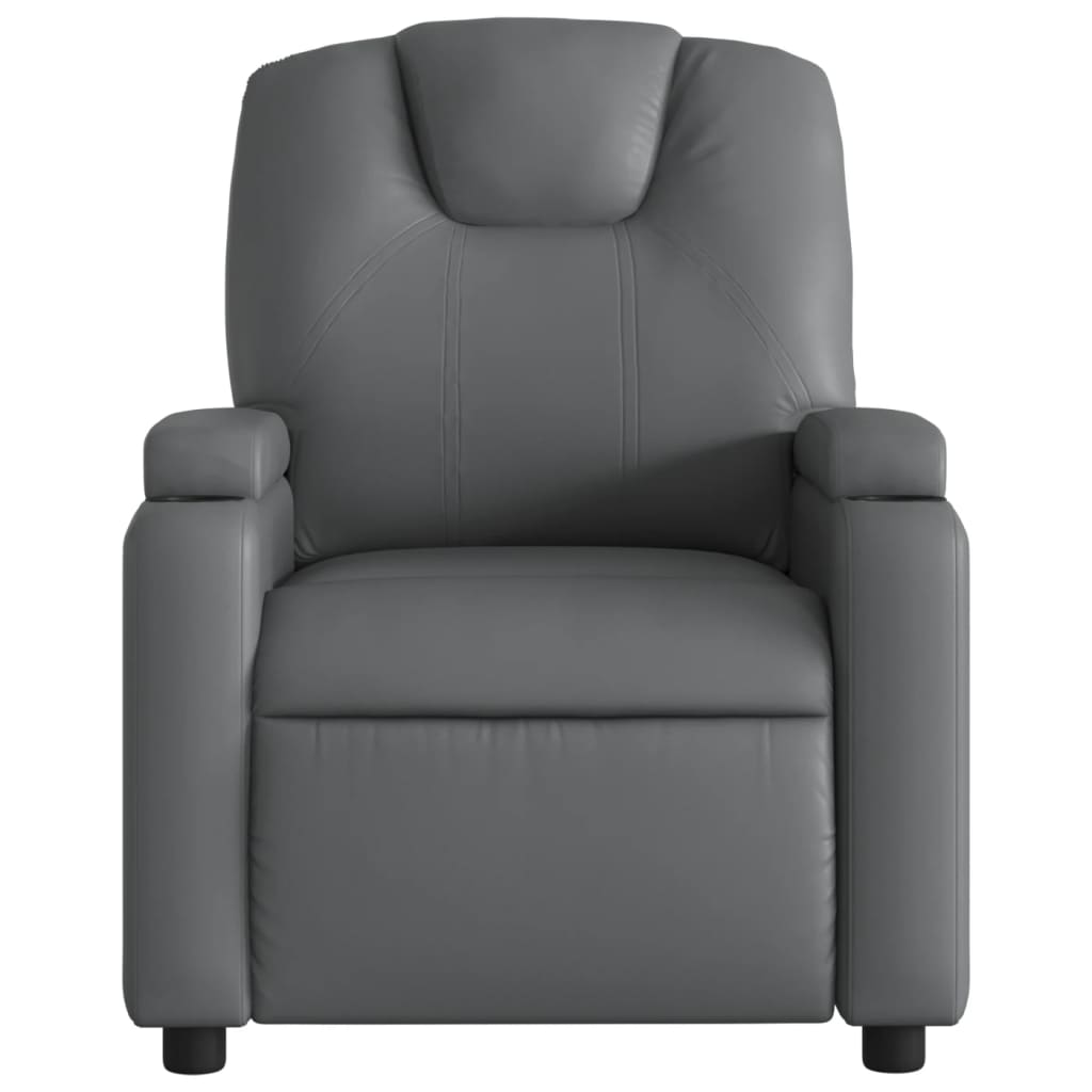 Electric Massage Recliner Chair Gray Faux Leather