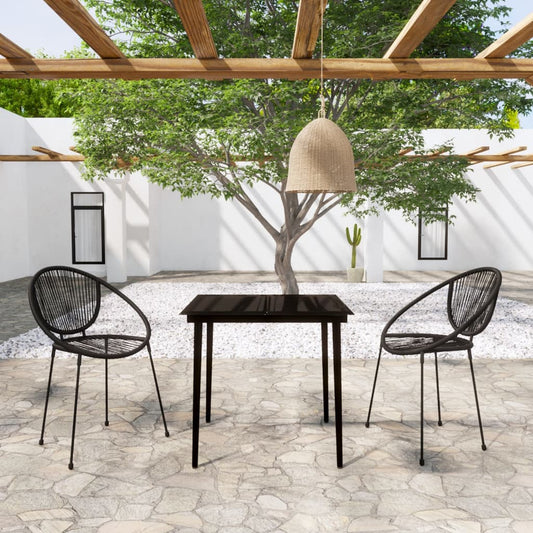 3 Piece Patio Dining Set Black