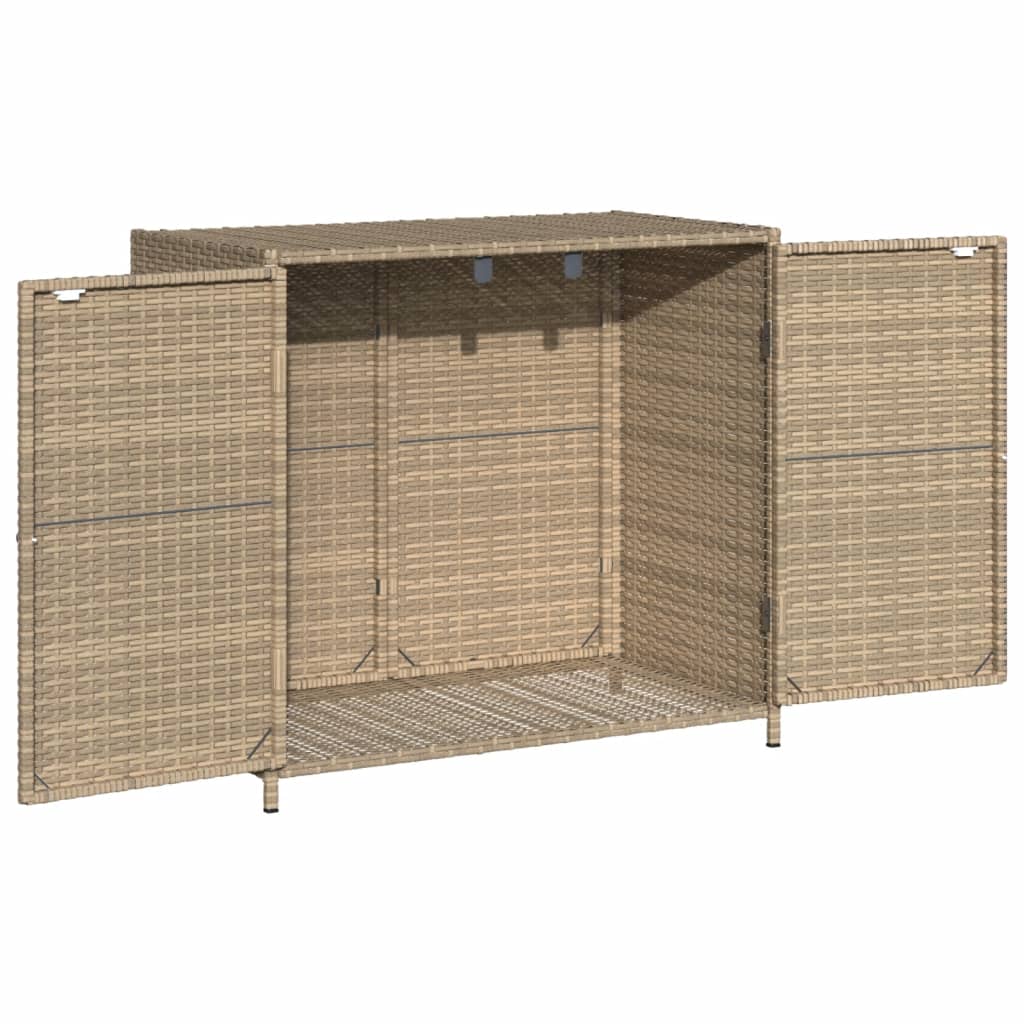 Patio Storage Cabinet Beige 32.7"x17.7"x29.9" Poly Rattan