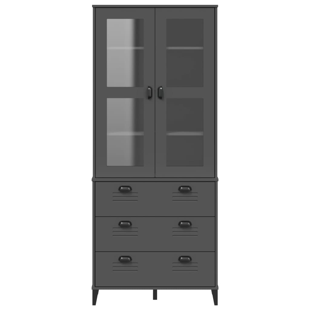 Highboard VIKEN Anthracite Gray 31.5"x15.7"x74.8" Solid Wood Pine