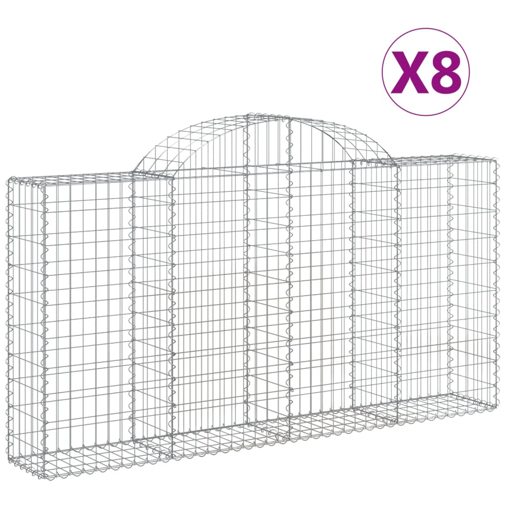 Arched Gabion Baskets 8 pcs 78.7"x11.8"x39.4"/47.2" Galvanized Iron