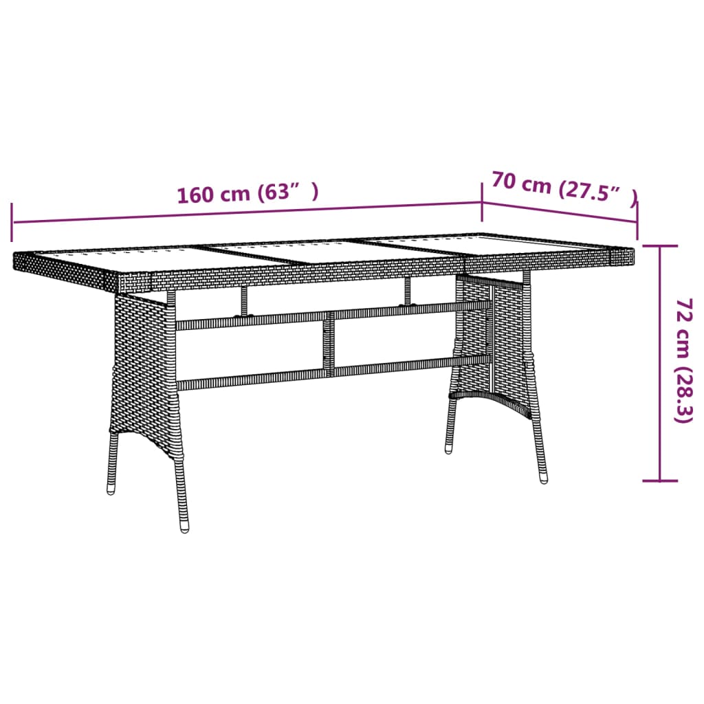 7 Piece Patio Dining Set Poly Rattan Gray