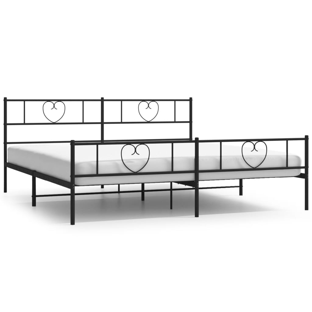 Metal Bed Frame without Mattress with Footboard Black 72"x83.9"