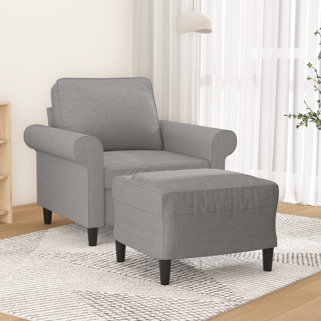 Sofa Chair with Footstool Dark Gray 23.6" Fabric