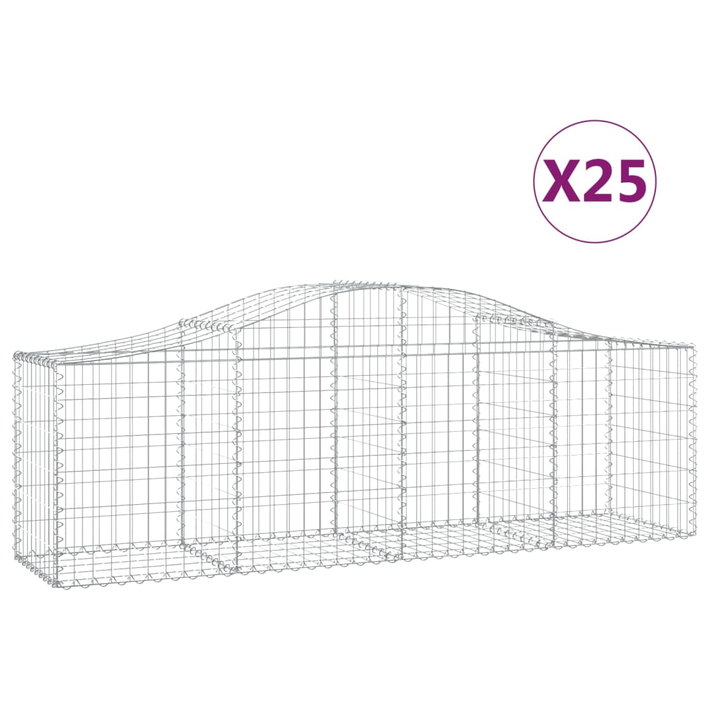 Arched Gabion Baskets 25 pcs 78.7"x19.7"x23.6"/31.5" Galvanized Iron