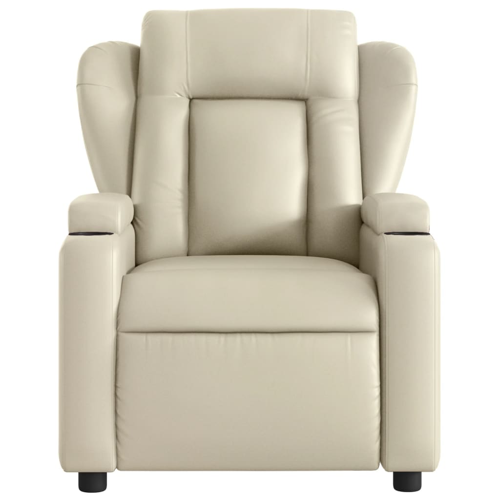 Massage Recliner Chair Cream Faux Leather