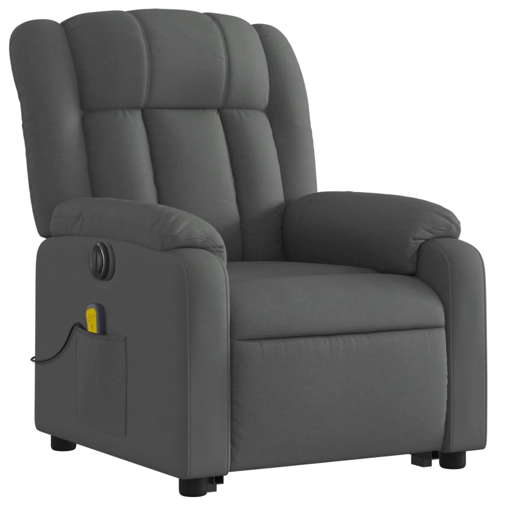 Electric Stand up Massage Recliner Chair Dark Gray Fabric