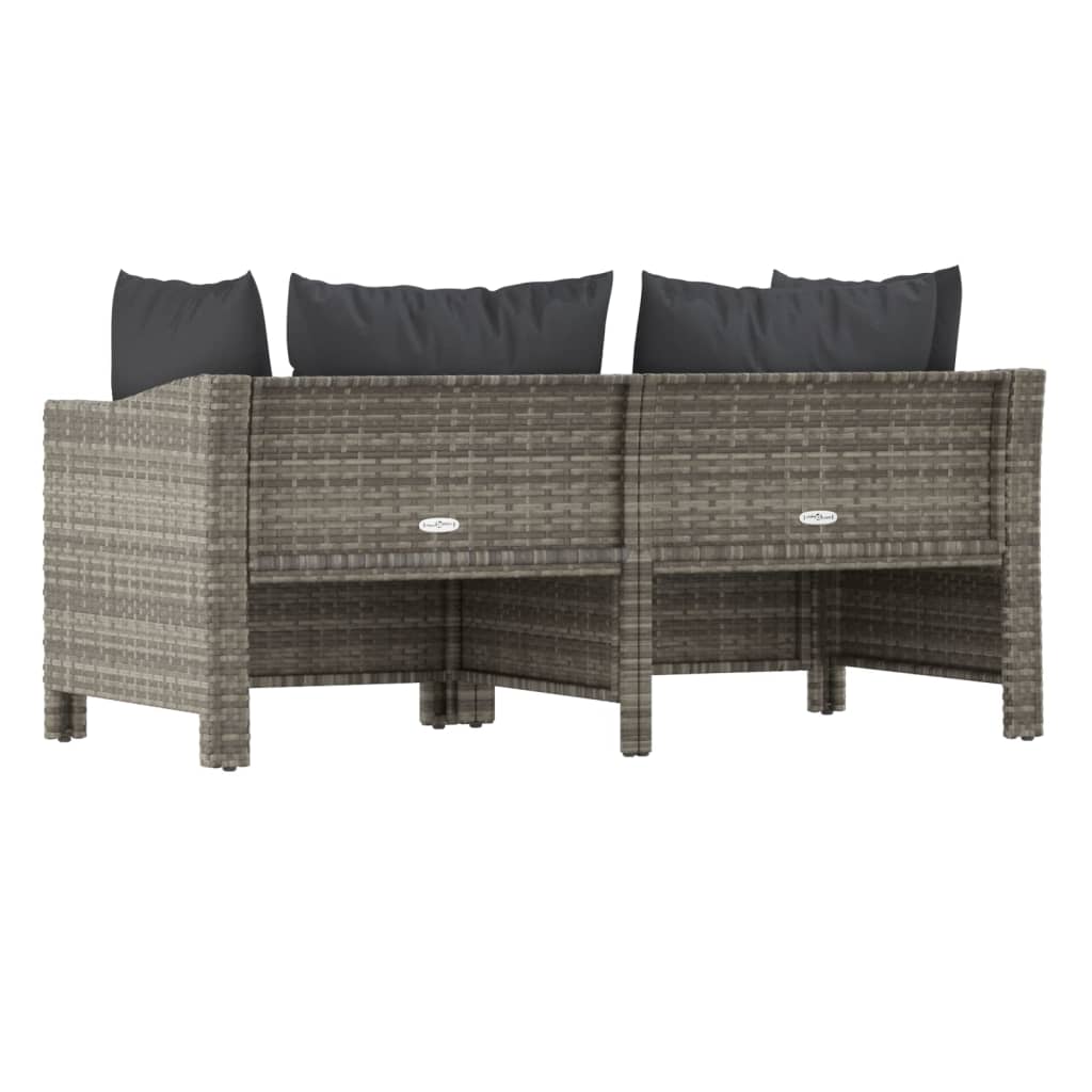 2 Piece Patio Lounge Set with Cushions Gray Poly Rattan