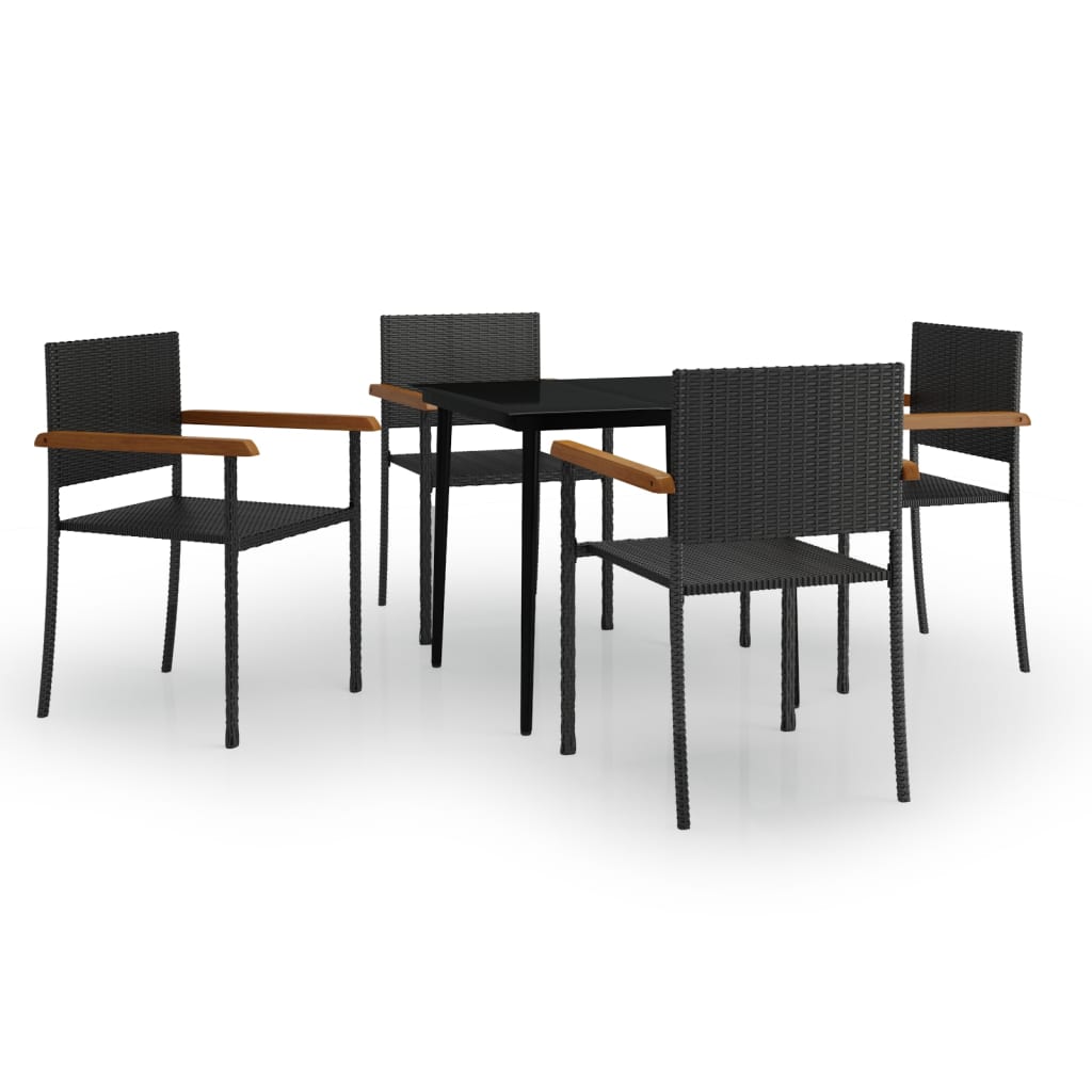 5 Piece Patio Dining Set Black