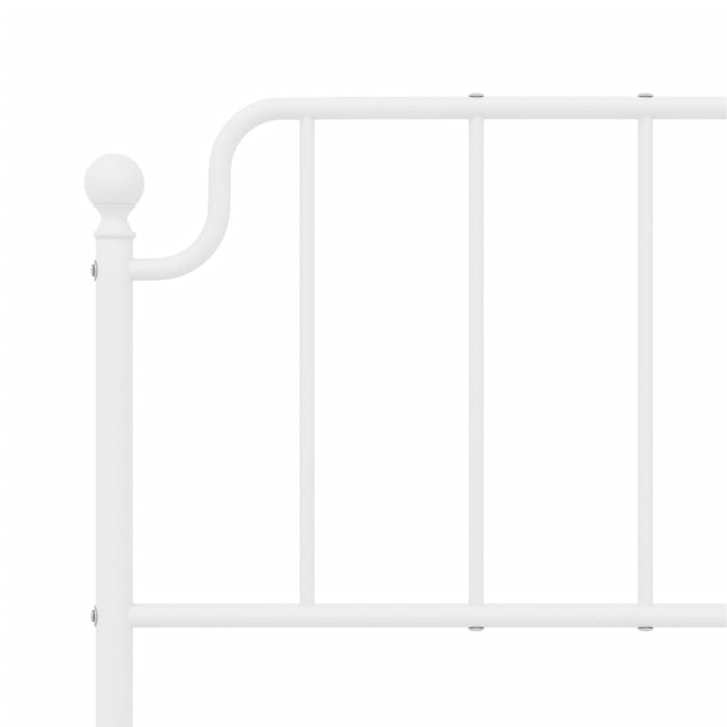 Metal Bed Frame without Mattress with Footboard White 53.1"x74.8"